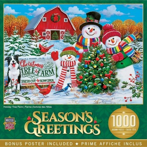 Season's Greetings Christmas‎ Tree Farm 1000 Piece Jigsaw Puzzle - Picture 1 of 13